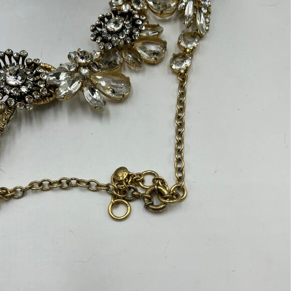 J. Crew Flower Lattice Crystal Czech Glass Cluster Stacked Statement Necklace - Picture 5 of 9